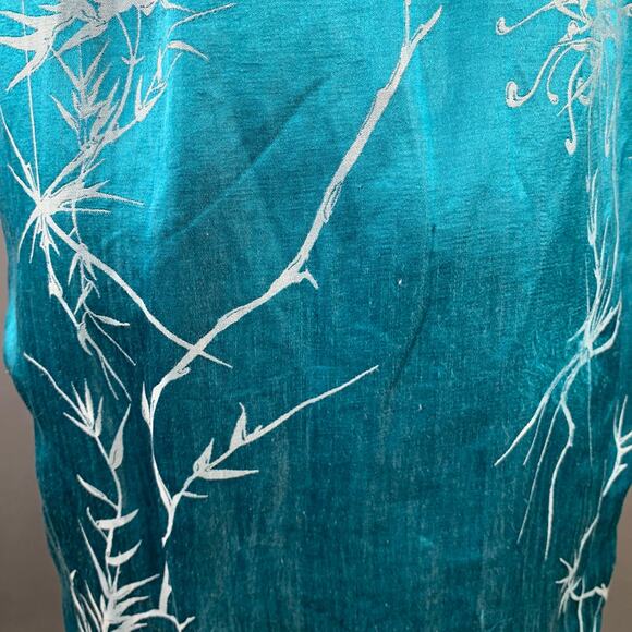 HAIDER ACKERMANN Size M Teal White Jacquard Linen Silk Layered Long Sleeve Shirt - Picture 6 of 10